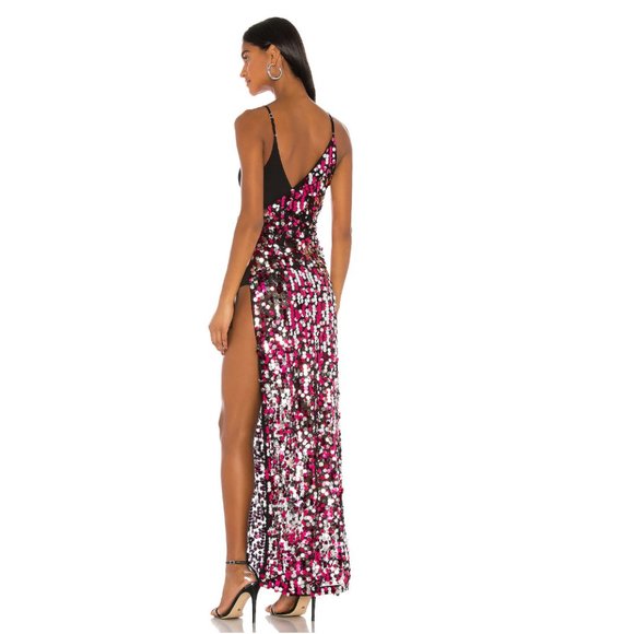 NWT h:ours Kendrick Gown Metallic Silver & Pink S - Picture 6 of 8